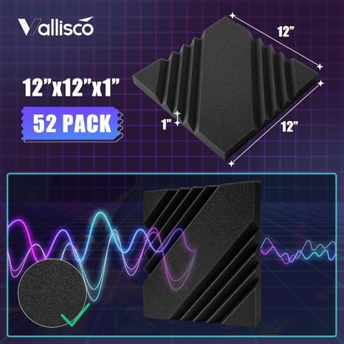 VallisCo 52 Pack Acoustic Panels 1 X 12 X 12 Inch Upgraded, Acoustic Foam Panels - Image 6
