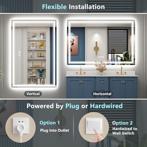 60x30 LED Bathroom Mirror, Backlit & Front Lit Lighted Mirror - Image 6