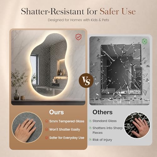 40''x24'' Backlit Mirror Bathroom Wall Cloud Rounded Corners, LED Bathroom - Image 7
