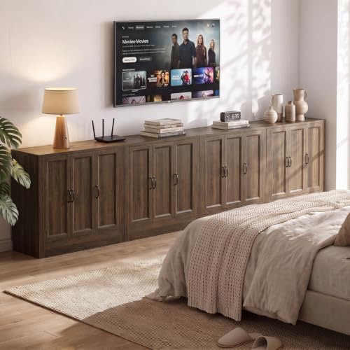 156" Modular Buffet Sideboard Cabinet Set of 4, Extra Long Storage Cabinet - Image 7