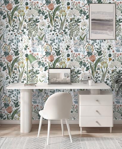 Toduso Peel and Stick Wallpaper Vintage Wall Paper White Floral Contact Paper - Image 6