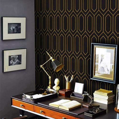 Safiyya 590"x17.3" Gold and Black Peel and Stick Wallpaper Contact Paper Self - Image 5