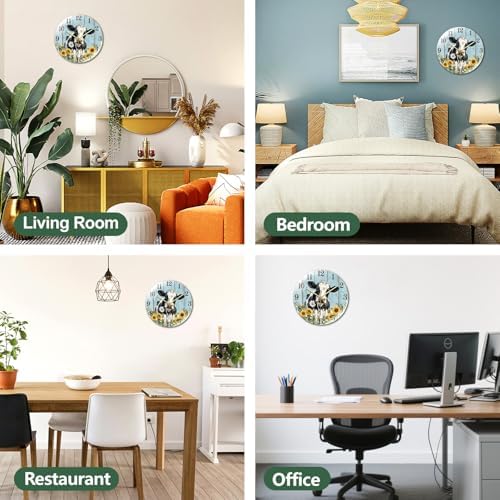peacoblue Cow with Sunflower Wall Clocks Battery Operated - Image 6
