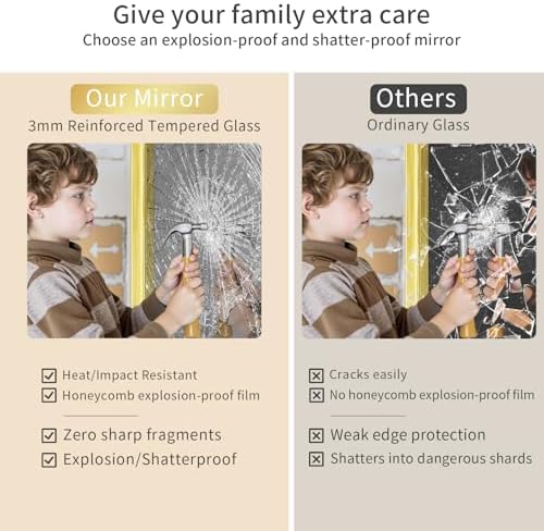 Koonmi Gold Bathroom Mirror, 30x71 Shatterproof Wall Vanity Mirror - Image 7