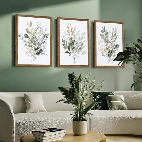 tgguytiy Sage Green Botanical Wall Art Set of 3, Eucalyptus Leaf Boho Plant - Image 7