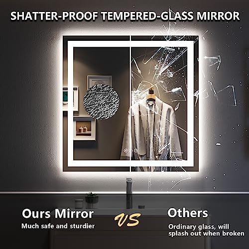 36x36 LED Bathroom Mirror with Lights, Lighted Vanity Mirror - Image 6
