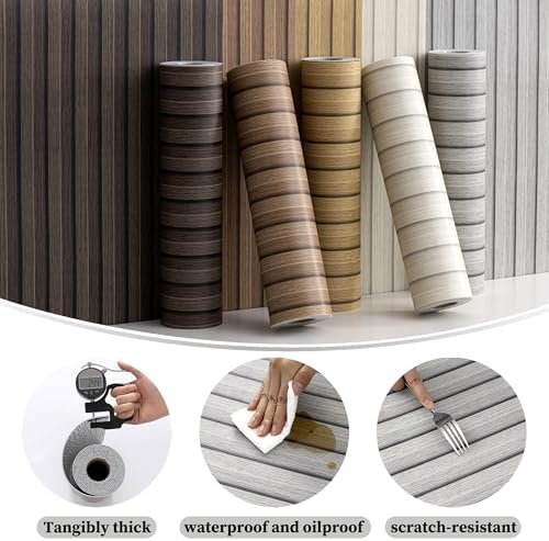 Gray Peel and Stick Slat Wall Panels, Wood Grain Paneling 118"x15.75" - Image 6
