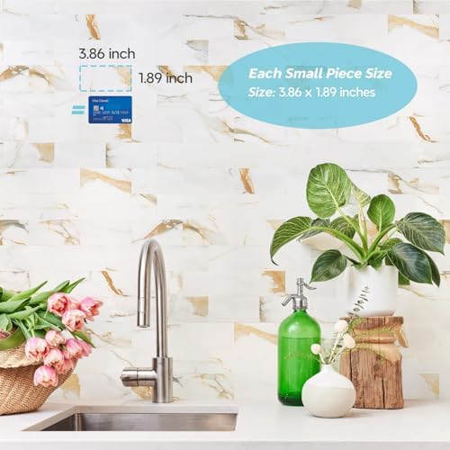 STICKGOO 10-Sheet Peel and Stick Backsplash, Calacatta Golden - Image 6