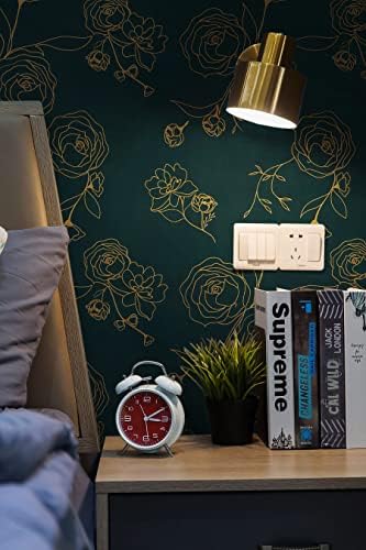 Safiyya 196"x17.3" Peel and Stick Wallpaper Gold and Teal Green Contact Paper - Image 6