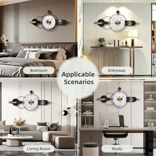 43 x 20 inch Oversized Large Modern Geometric Metal Wall Clocks - Image 7