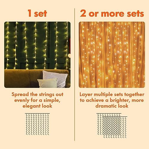 Twinkle Star 300 LED Window Curtain String Lights, Warm White, 2 Pack - Image 7
