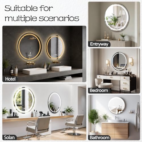 20 Inch LED Round Mirror Circle Bathroom Mirror - Image 6