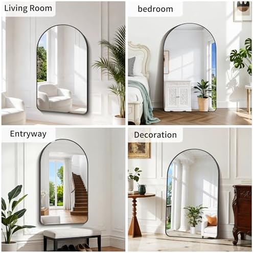 GLASHOM Arched Bathroom Mirror, Wall Mounted Mirror, Vanity Wall Mirror Metal - Image 6