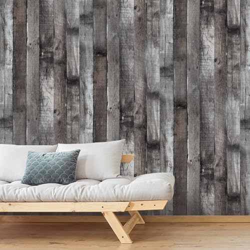 Yun-aeon Natural Wood-Dark Grey Contact Paper Peel and Stick Wallpaper - Image 7