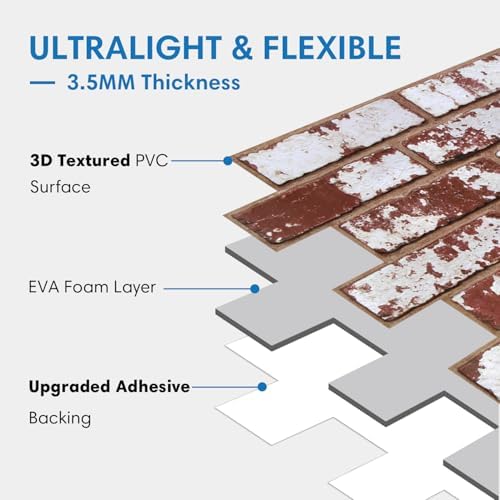 COMSTICKC 3D Peel and Stick Faux Brick Wall Sticker, Ultra-Light - Image 6