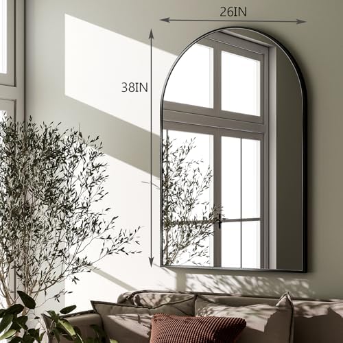 HARRITPURE Arched Wall Mirror 26"x38" Black Arch Bathroom Vanity Mirror - Image 6