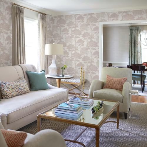 Ismoon Beige Peel Stick Wallpaper Forest Mural Toile Stick on Wallpaper - Image 7