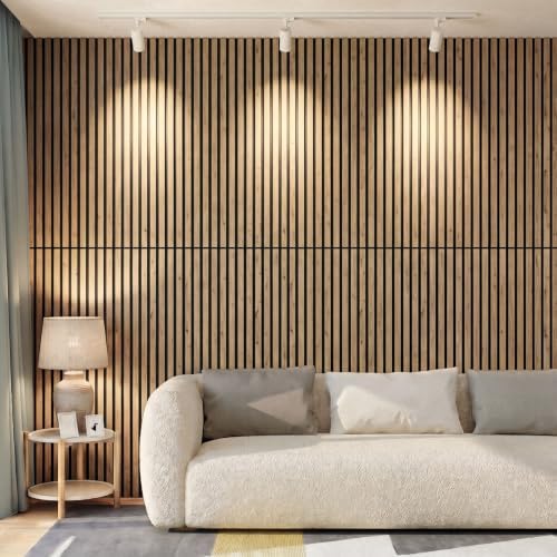 Wood Slat Acoustic Wall Panels, Warm Pine, 4 Pack, 47.2 x 23.6 in - Image 7