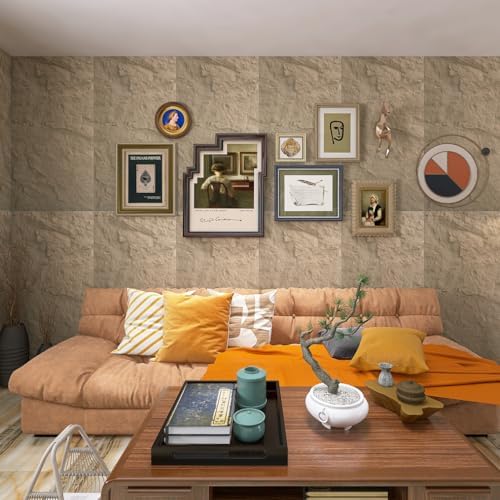 4-Pack 3D Faux Stone Wall Panels Rock Wall Panel Stone Yellow - Image 6
