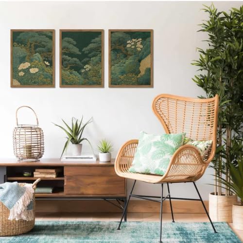 Vintage Pine Wall Art Set of 3, Pine Trees, Flowers and Mountains Print - Image 7