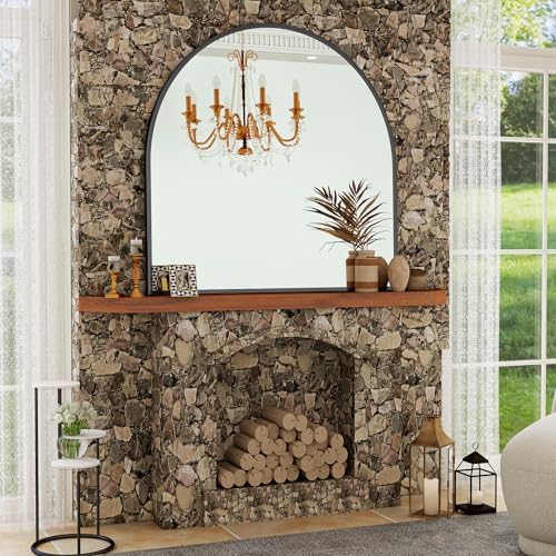 VooBang Wide Arched Wall Mirror, 38 x 40 inch Arch Bathroom Mirror Black - Image 6