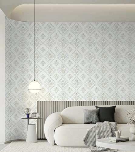 Kitico Peel and Stick Retro Bohemian Wallpaper Light Beige Contact Paper Flower - Image 7
