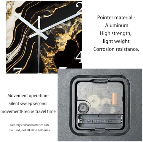Black Gold Marble Wall Clock 12 Inch Silent Non Ticking - Image 7