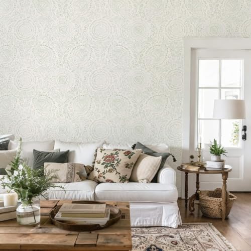 Ismoon Green Peel and Stick Wallpaper Boho Floral Contact Paper 17.3x78.7in - Image 6
