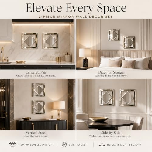 Square Decorative Wall Mirror 12 x 12 Inch, Modern Wall Mounted Accent Mirror - Image 7