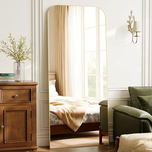 Arched Floor Length Mirror 65"x24" Matte Gold Leaning or Hanging - Image 6
