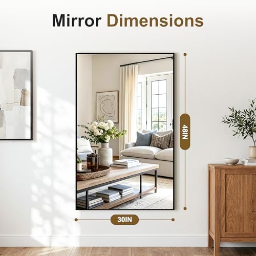 Bathroom Vanity Mirror for Over Sink, 48x30 Inch Matte Black Mirror - Image 7
