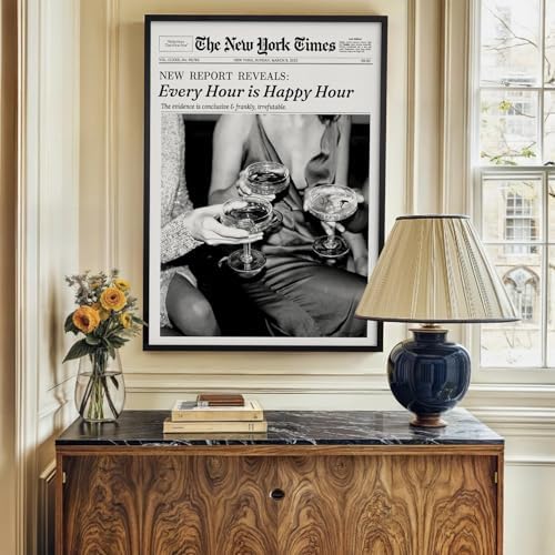 Retro Black and White Newspaper Wall Art 16x24inch Black Framed Every Hour Is - Image 7
