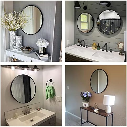 Oruii Round Mirror, 26 inch Black Circle Mirror, Matte Black Metal Frame - Image 7