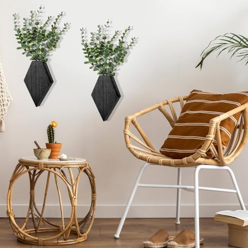 Chunful 2 Pcs Wooden Wall Planter Decor, 7.1 x 4.7 x 1.2 Inches - Image 6