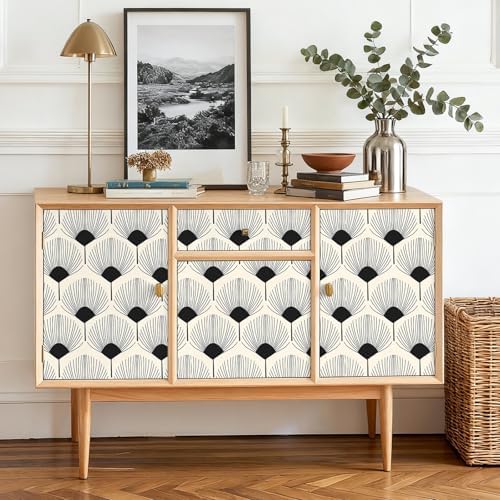 VEELIKE Modern Beige and Black Geometric Wallpaper Peel and Stick Boho Art Deco - Image 6