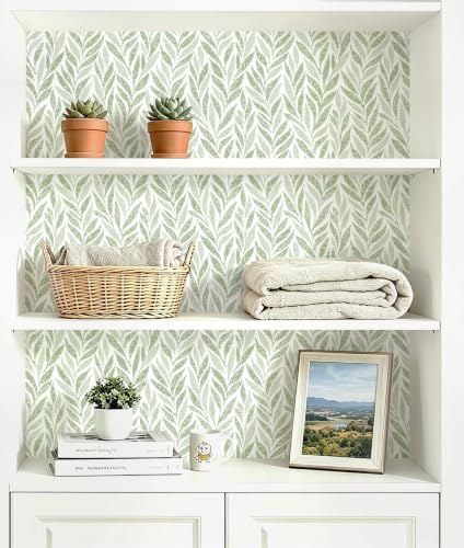 Safiyya Green Leaf Peel and Stick Wallpaper 393"x17.3" Boho Modern Farmhouse - Image 7