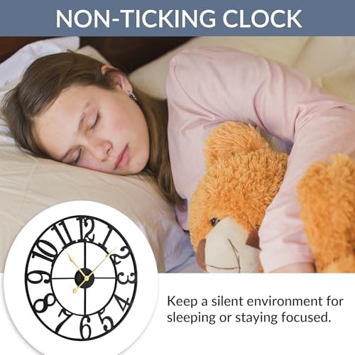 LEIKE Arabic Numeral Wall Clock 14IN Battery Operated Black, Silent Non Ticking - Image 6