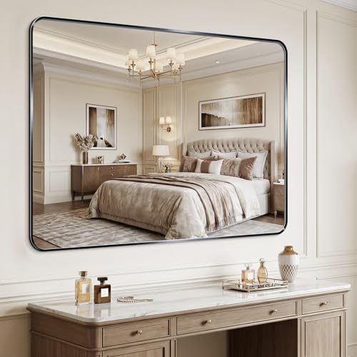 Bathroom Mirror 40"x50" Matte Black Rectangle Bathroom Wall Mirror - Image 6