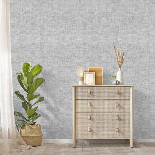 Grey Grasscloth Peel and Stick Wallpaper Fabric Paper 17.7in x 393in - Image 6
