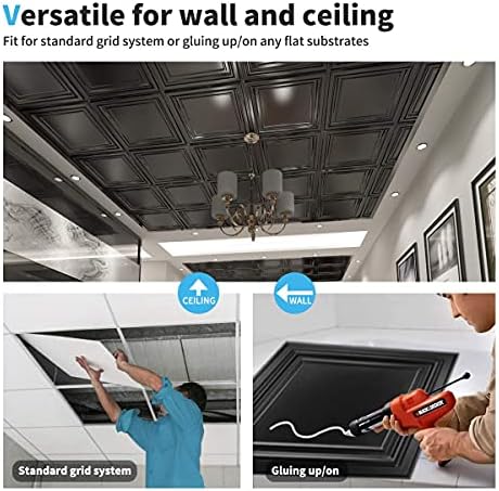 Art3d PVC Ceiling Tiles, 3D Plastic Sheet in Black, 2 x 2 ft - Image 6