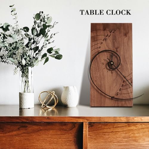 ACODE 14 Inches Fibonacci Curve Rectangular Wall Clock, Walnut Wall Clock - Image 7