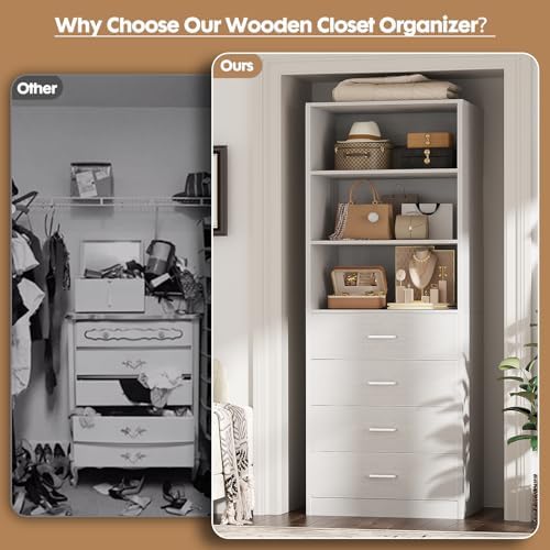 Aheaplus Closet Drawers System, 21.3" Wood Closet Organizer - Image 7