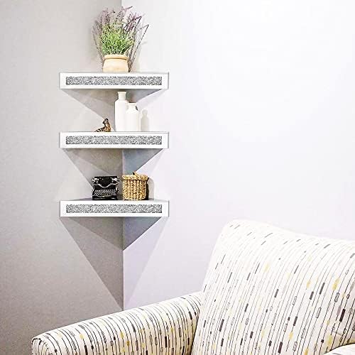 Royxen Corner Floating Shelves 2 Sets, Corner Shelf Wall Mounted Crushed Diamond - Image 6