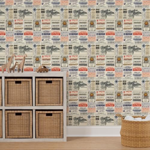 Spoonflower Vintage Pharmacy Peel and Stick Wallpaper - Image 7