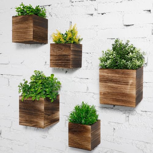 Ziliny 6 Pack Wooden Wall Planters Rustic Hanging Wall Planters, 3 Sizes - Image 6