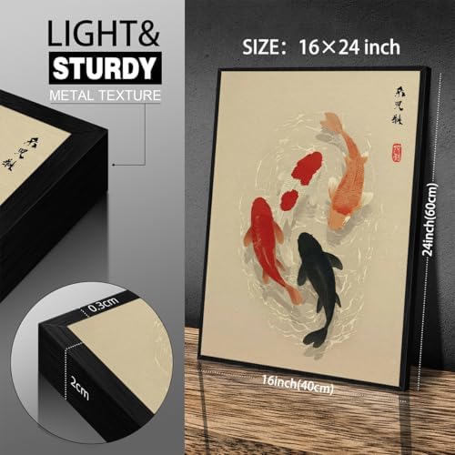 Japanese Koi Fish Poster Modern Oriental Asian Canvas Wall Art Minimalist Zen - Image 7