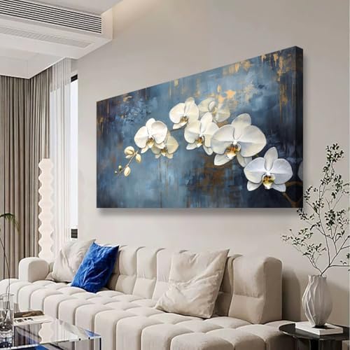 Abstract White Butterfly Orchid Canvas Wall Art - Image 2