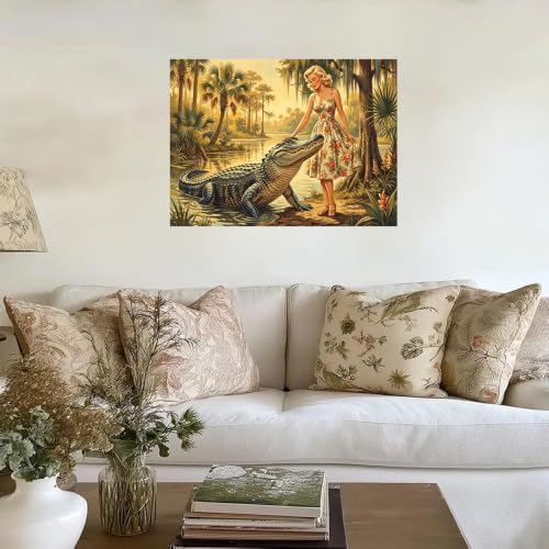 Retro Swamp Alligator Canvas Wall Art - Image 7