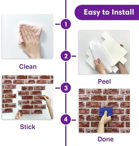 3D Peel and Stick Faux Brick Wall Panels 11.8" x 11.8" 10-Pack - Image 6