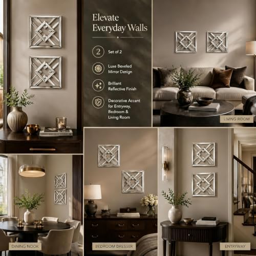 Square Decorative Wall Mirror 12 x 12 Inch, Modern Wall Mounted Accent Mirror - Image 7